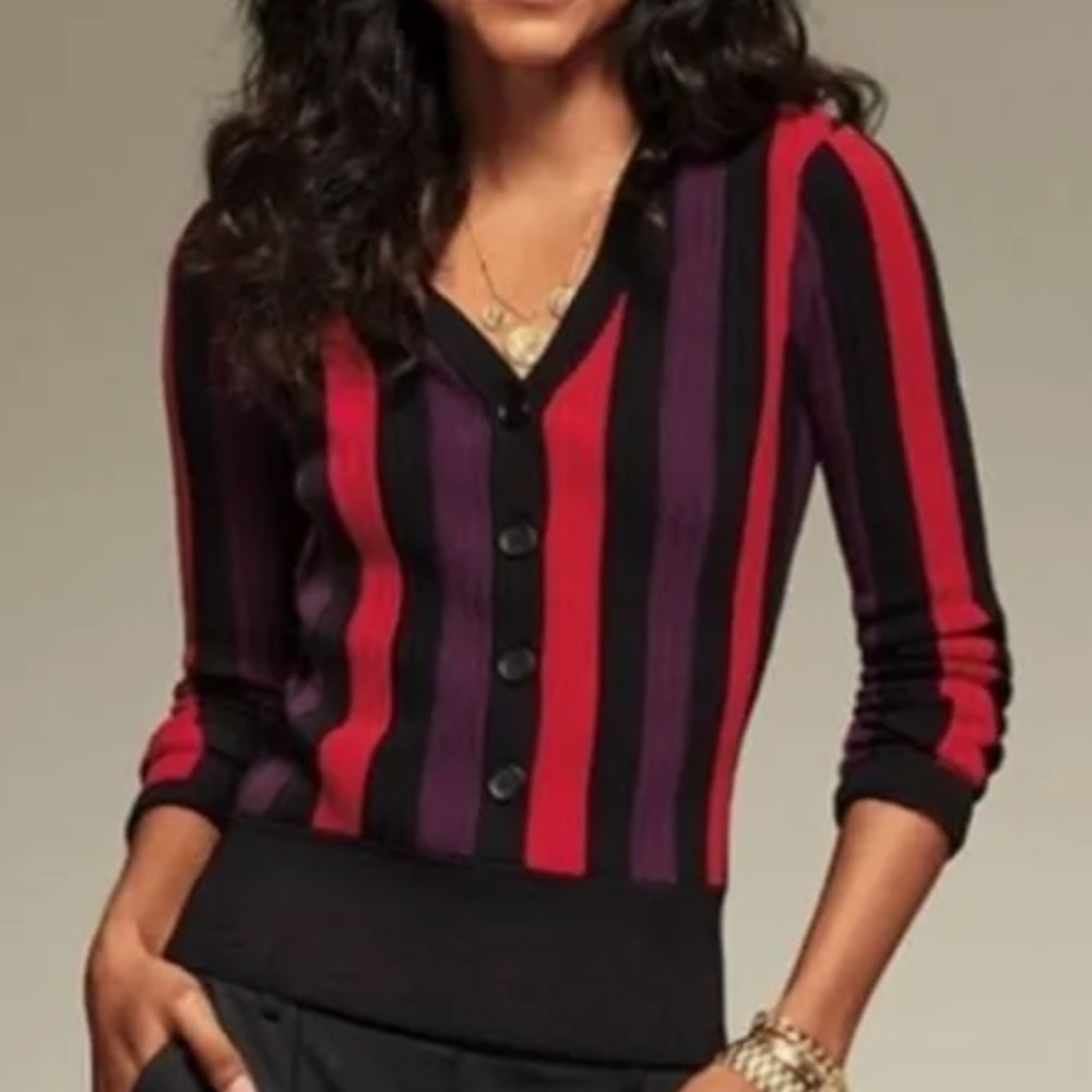 CAbi Red Black Purple Royal Pullover Cardigan Style No. 3538 Size Medium